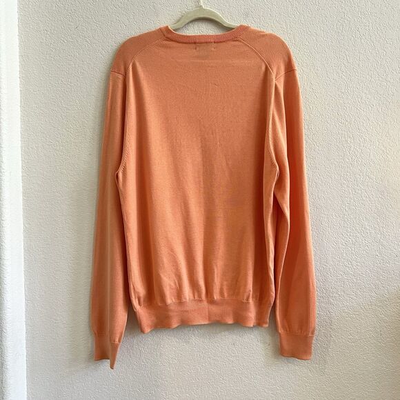 Brooks Brothers Men’s Supima Cotton VNeck Sweater Light Orange Golf Country Club - Picture 6 of 7